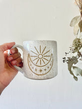 Load image into Gallery viewer, Black and white Stars Sun &amp; Moon Mug for Brittany