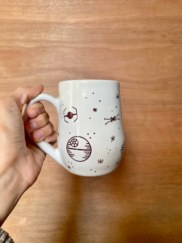 White Gold Stars Galaxy mug