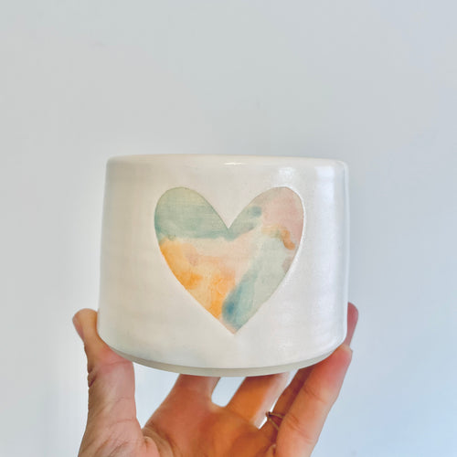 Watercolor heart Planter